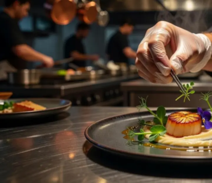 Umjetnički aranžiran tanjur u fine dining stilu u Restoranici.